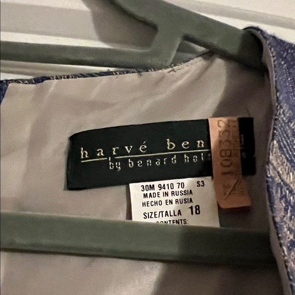 Harve Bernard Elegant Blue linen lace overlay Dress size 18 - Picture 3 of 9